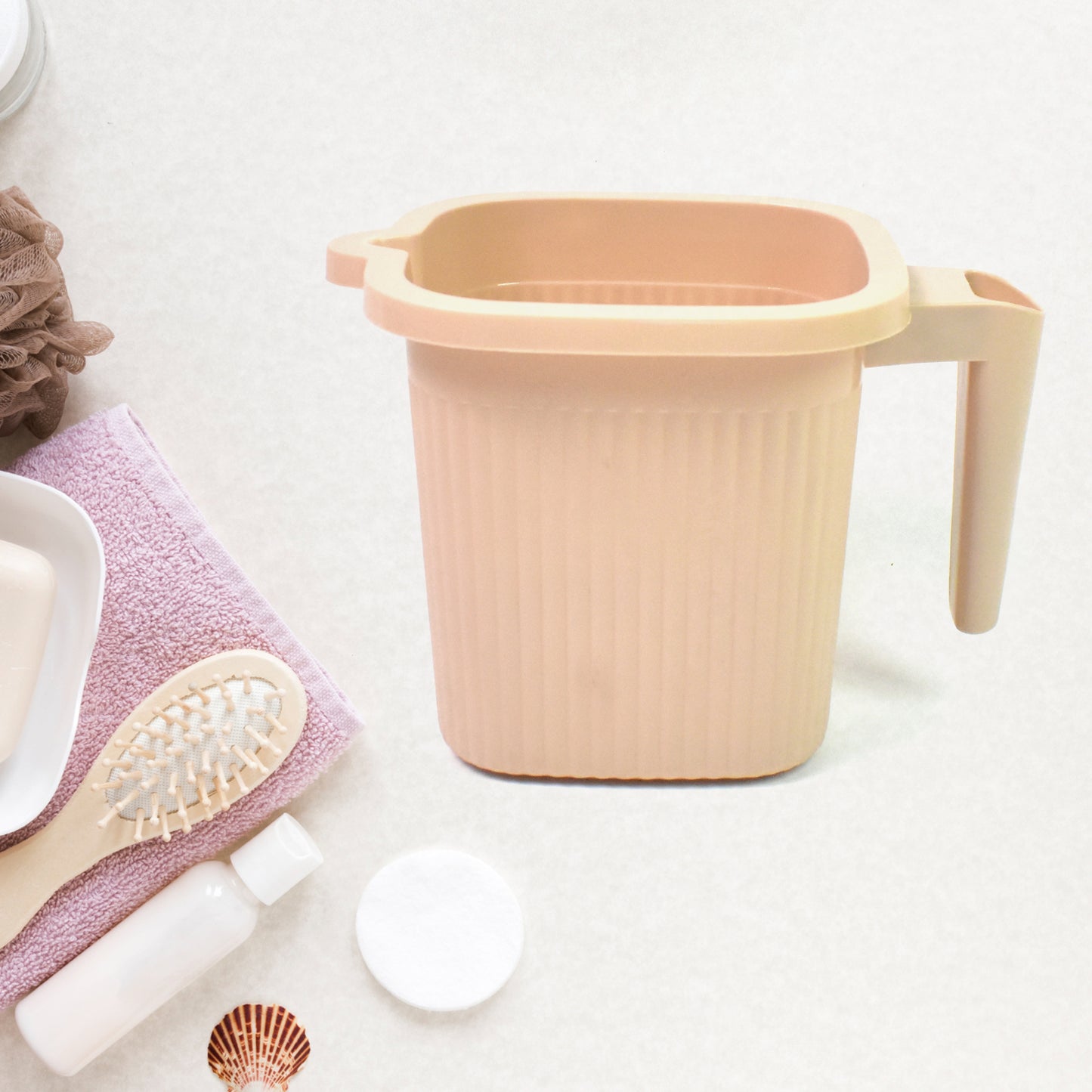 Plastic Square Bath Water Mug (1 Pc  1000 Ml  Mix Color)