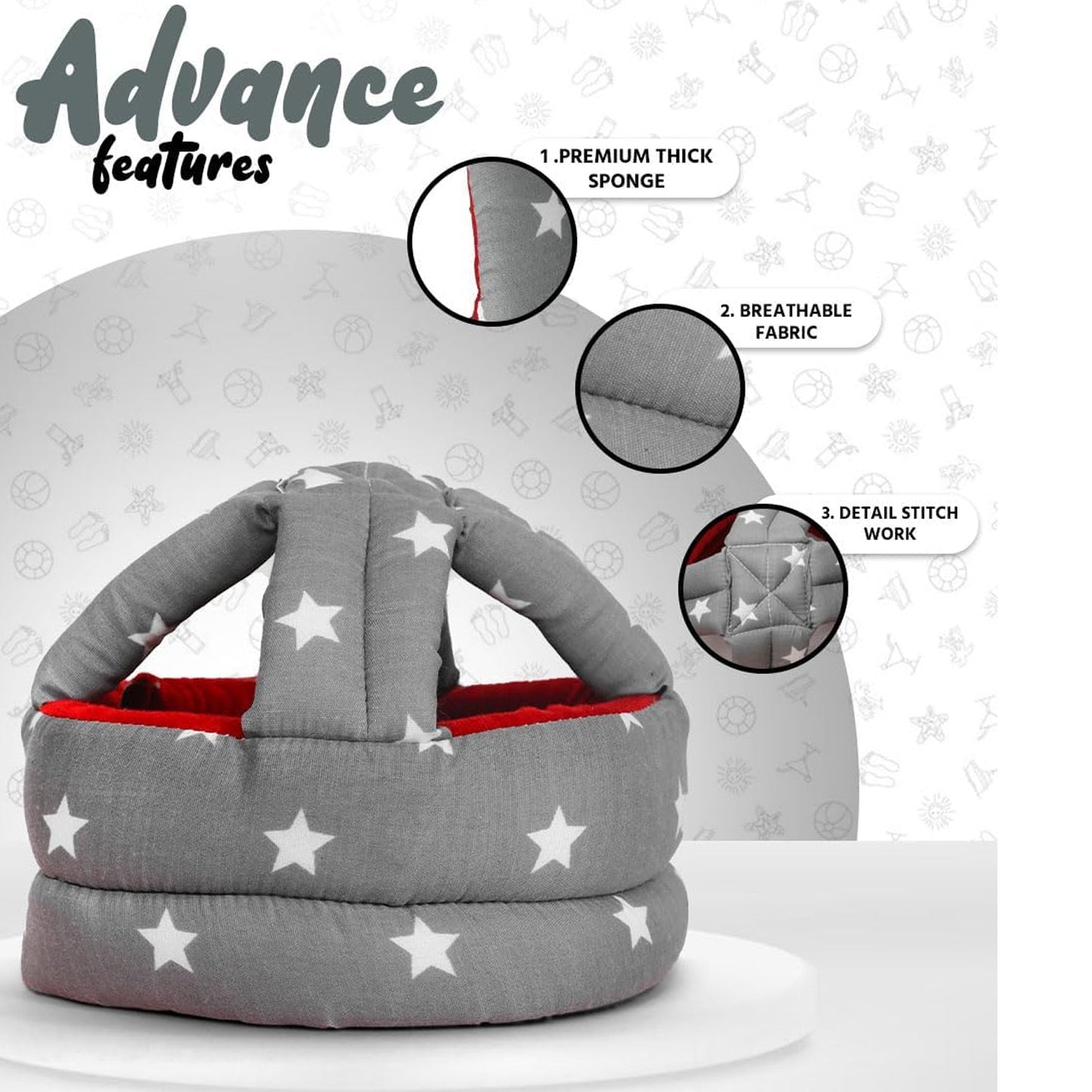 Baby Safety Helmet For Head Protection During Crawling (1 Pc)
