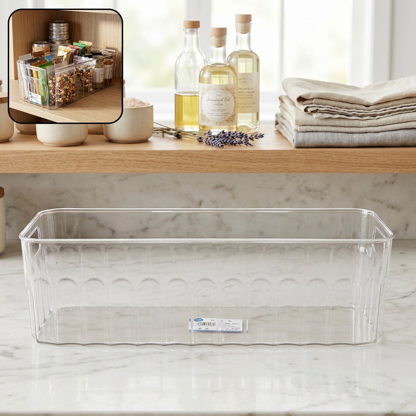 Plastic Fridge Organizer Basket  Clear Storage Solution For Kitchen