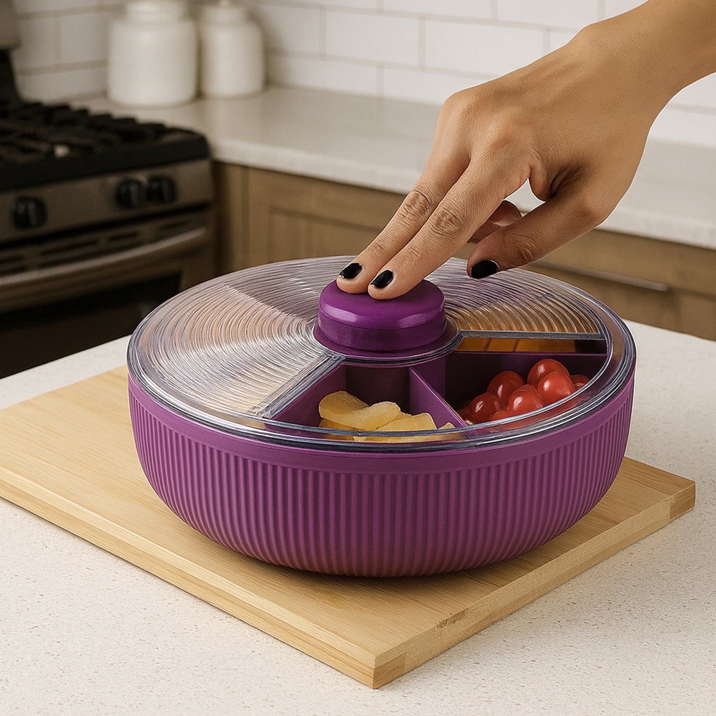 Supermom Multipurpose Round Rotating Dry Fruit  Snack Storage Container (1 Pc)
