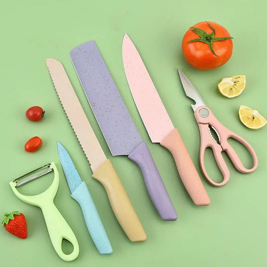 8174 Corrugated 6pc Kitchen Knife Set Professional Box Knife Set 6 Piece Forged Kitchen Knives With Box.