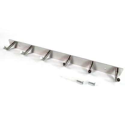 Stainless Steel Wall Mounted Coat 6 Hook Rack (32x3  1pc)