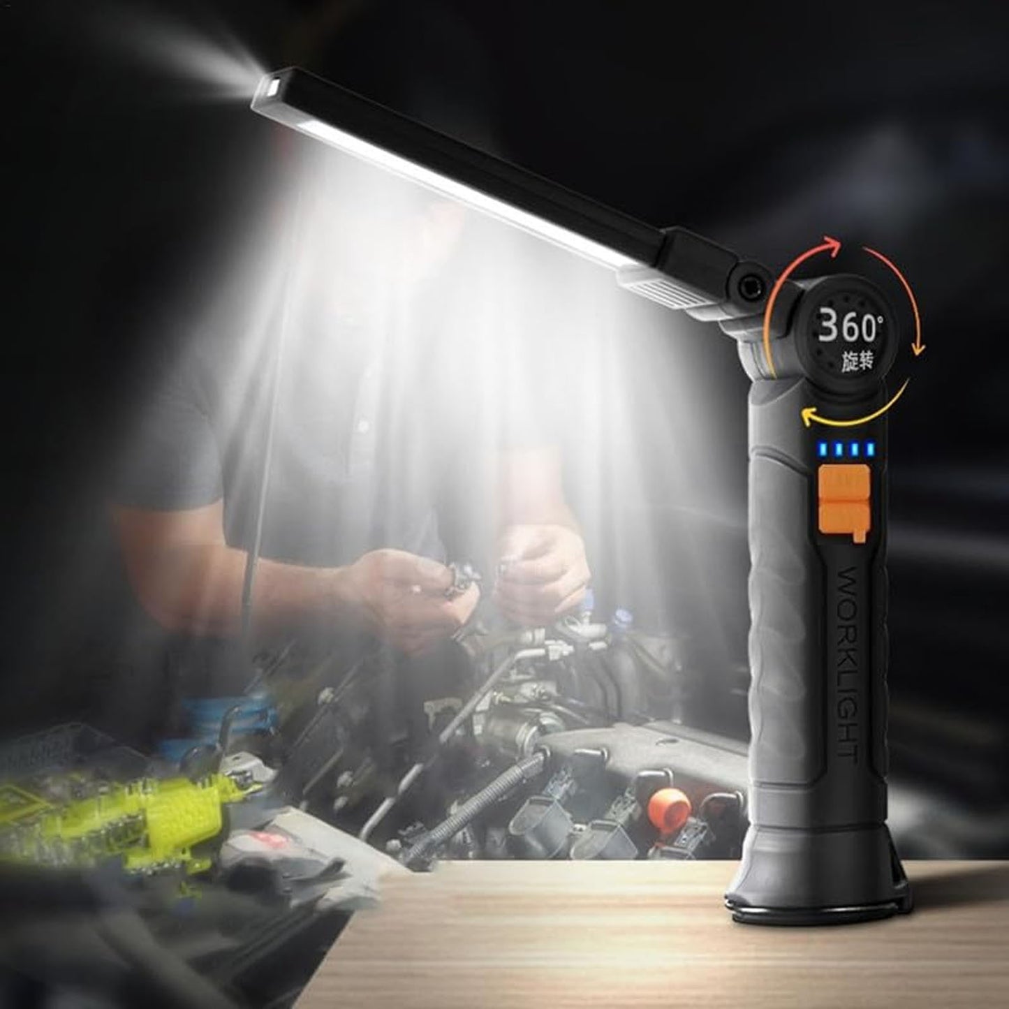 Compact Rechargeable Small Led Work Light With Adjustable Arm And Magnetic Base