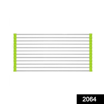 2064 Foldable Drain Rack Kitchen Sink Roll Up Dish Drying Rack Portable Dish Rack